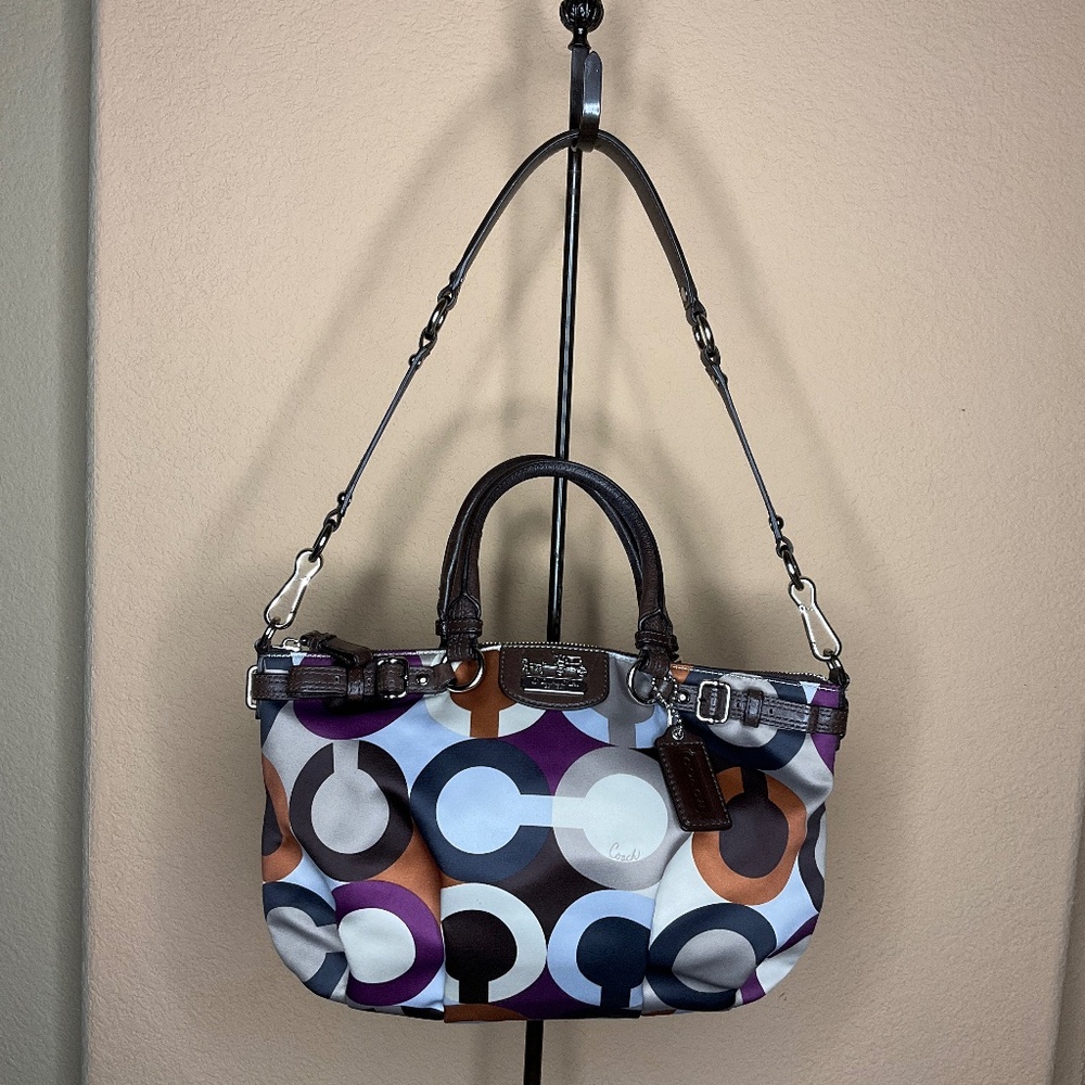 Coach Madison Op Art Sateen Sophia Satchel Handbag Purse